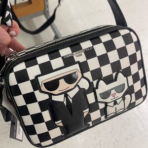 Karl Lagerfeld Paris Checkerboard Crossbody Bag Karl and Choupette NWT